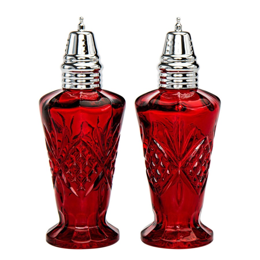 Kuche Godinger | Dublin Crystal Red Salz- Und Pfefferstreuer-Set