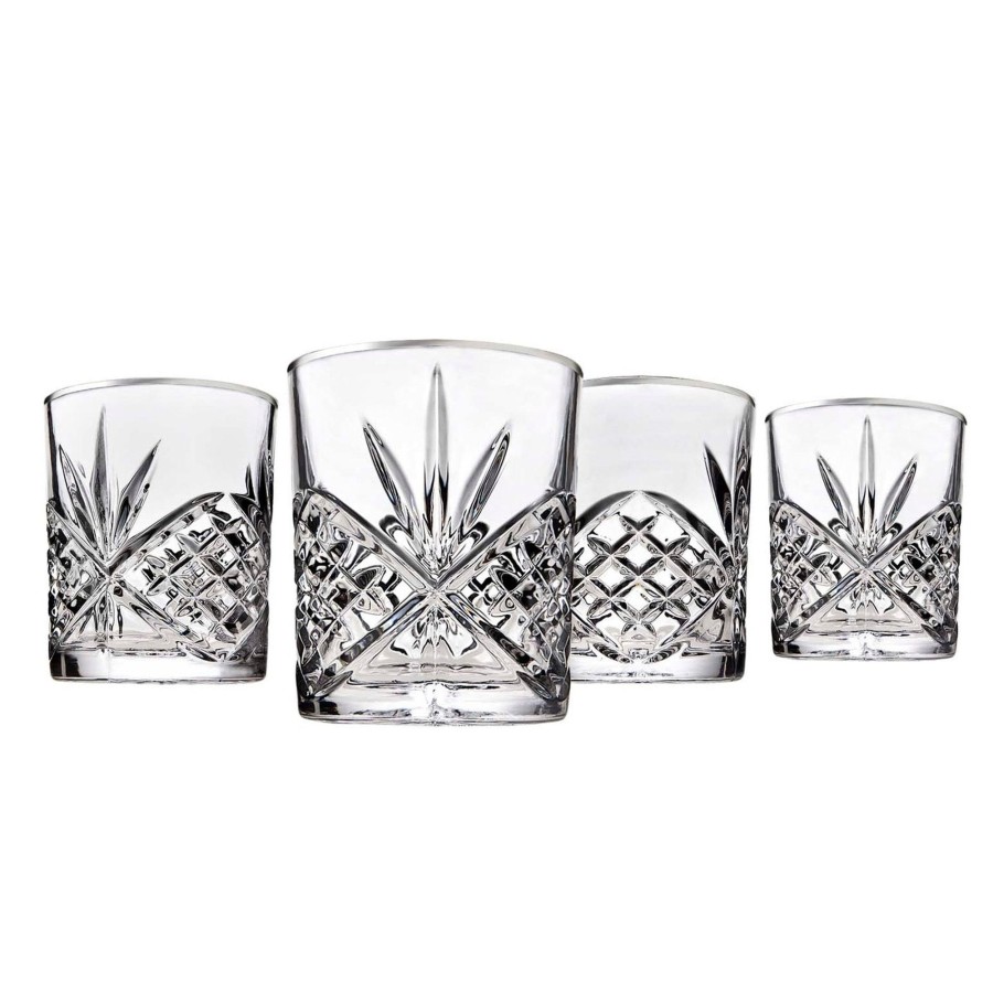 Glaswaren Und Barzubehor Godinger | Dublin Crystal Platinum Rim Double Old Fashion, 4Er-Set