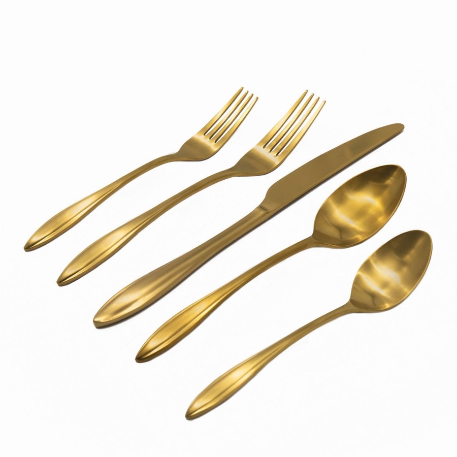 Besteck Und Serviergeschirr Godinger | Unica Mattgold 18/10 Edelstahl 20-Teiliges Besteckset, Service