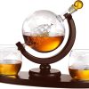 Glaswaren Und Barzubehor Godinger | Globe-Dekanter-Set Mit 2 Geatzten Whiskyglasern 850 Ml