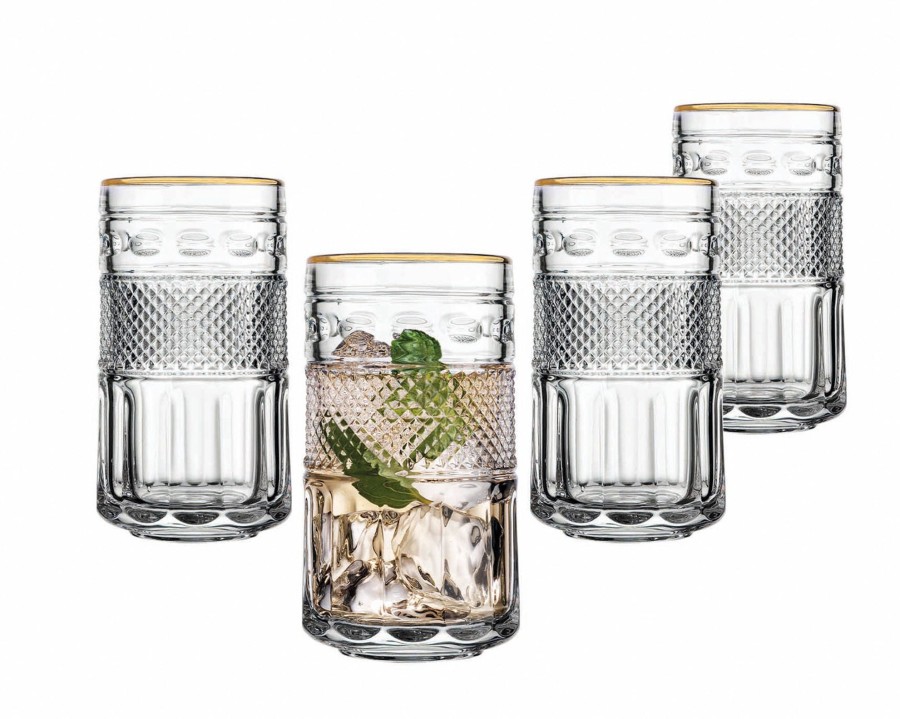 Glaswaren Und Barzubehor Godinger | Wacholder-Highball Mit Goldrand, 4Er-Set