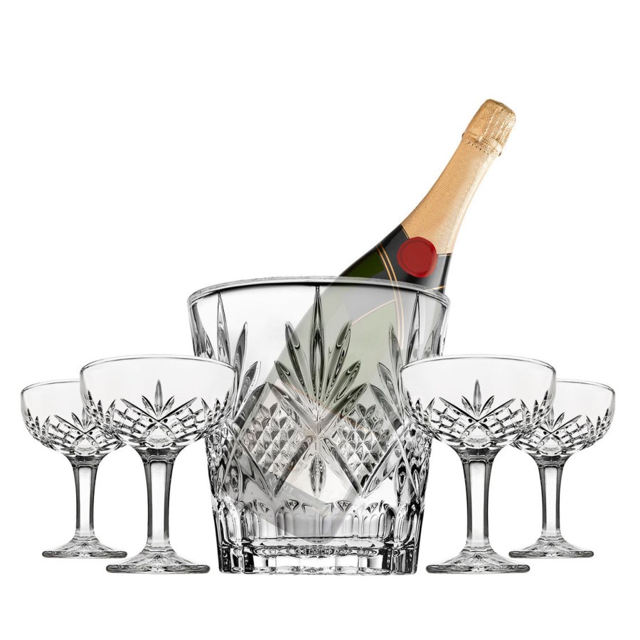 Glaswaren Und Barzubehor Godinger | Dublin Crystal 5-Teiliges Champagner-Eiskubel- Und Champagner-Coupe-Set