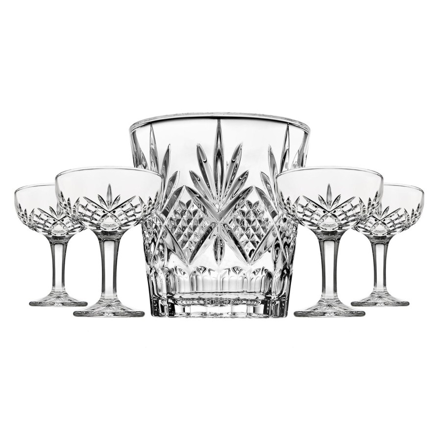 Glaswaren Und Barzubehor Godinger | Dublin Crystal 5-Teiliges Champagner-Eiskubel- Und Champagner-Coupe-Set