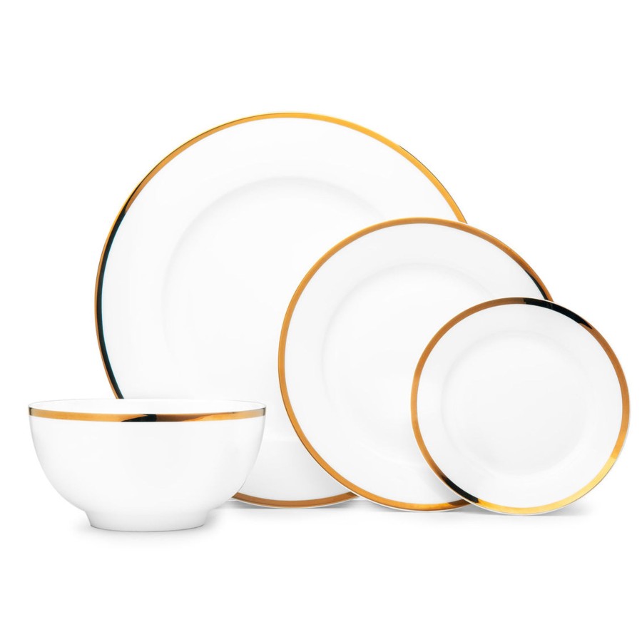 Essen Godinger | Nola Bone China Goldrand 16-Teiliges Geschirrset, Service Fur 4 Personen