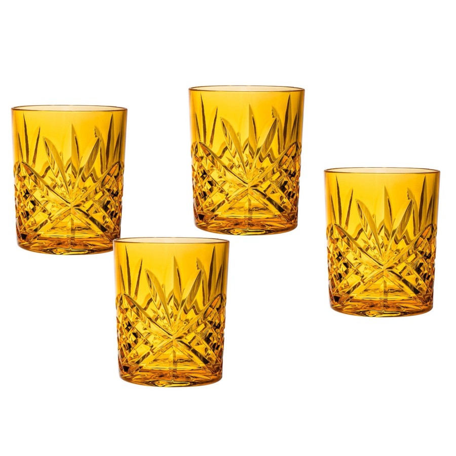 Glaswaren Und Barzubehor Godinger | Dublin Double Old Fashion, Acryl, Sunshine Yellow, 4Er-Set