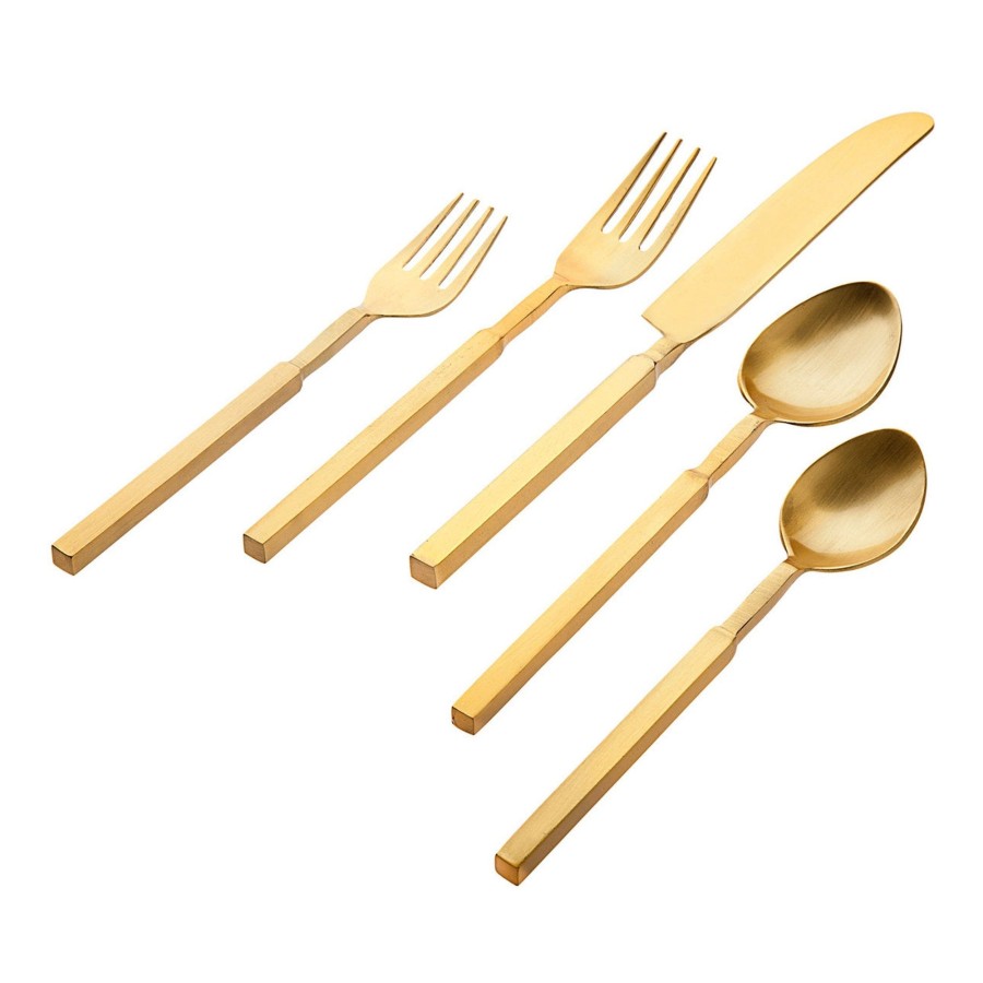 Besteck Und Serviergeschirr Godinger | Cubit Mattgold 18/10 Edelstahl 20-Teiliges Besteckset, Service