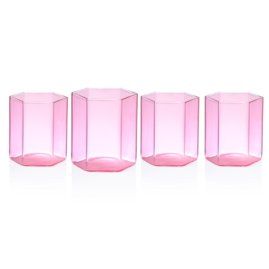 Glaswaren Und Barzubehor Godinger | Helix Pink Double Old Fashion Glas, 4Er-Set