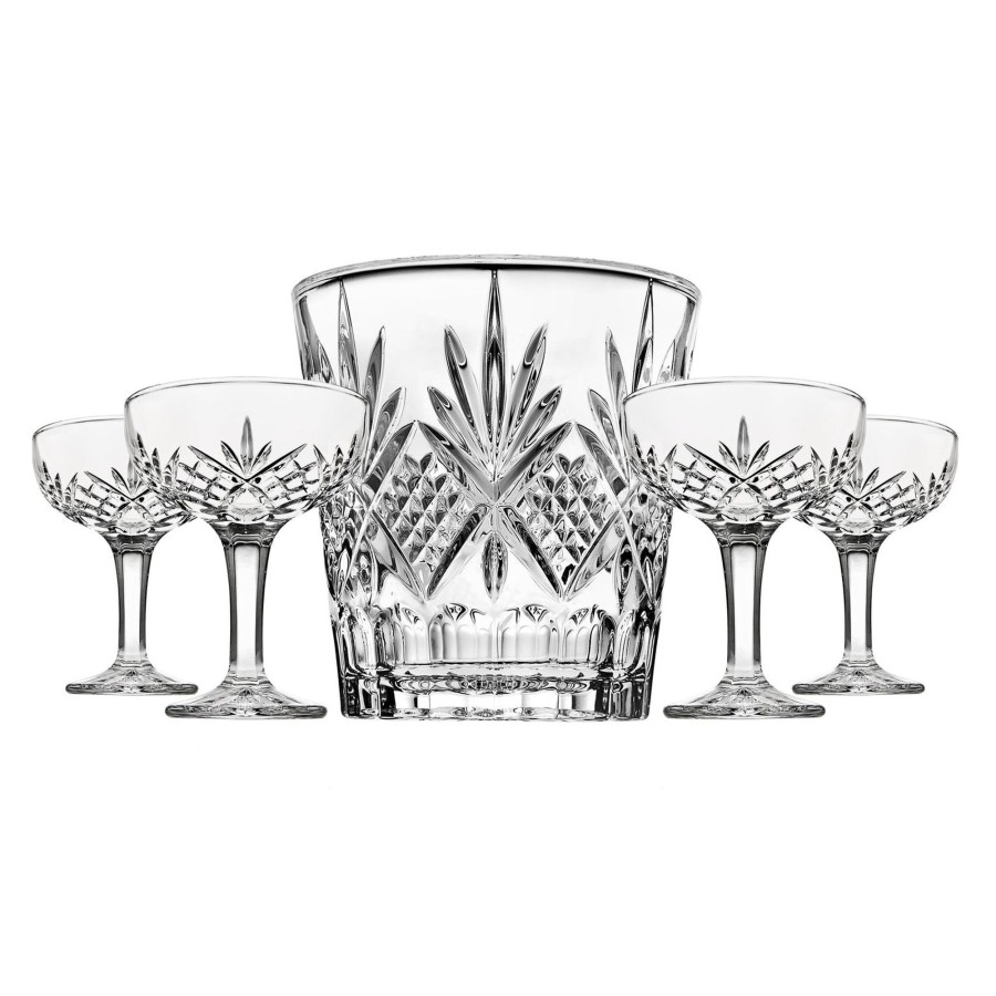 Glaswaren Und Barzubehor Godinger | Dublin Crystal 5-Teiliges Champagner-Eiskubel- Und Champagner-Coupe-Set