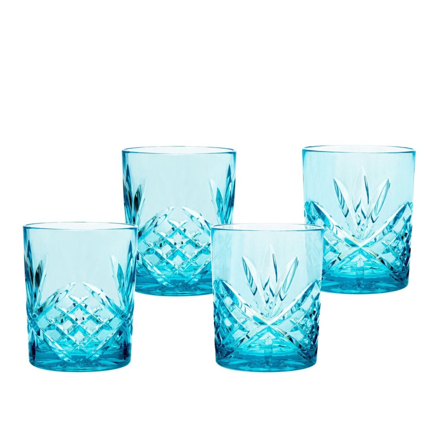 Glaswaren Und Barzubehor Godinger | Dublin Double Old Fashion, Acryl, Blau, 4Er-Set