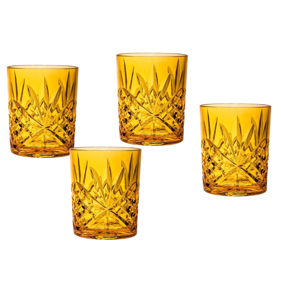 Glaswaren Und Barzubehor Godinger | Dublin Double Old Fashion, Acryl, Sunshine Yellow, 4Er-Set