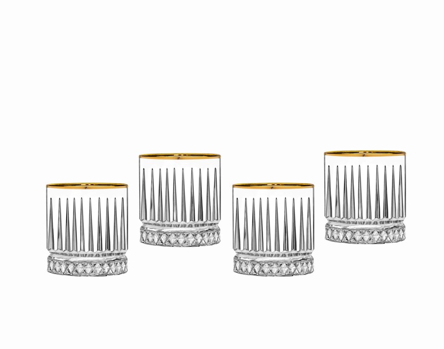 Glaswaren Und Barzubehor Godinger | Avenue Gold Rim Double Old Fashion Glas, 4Er-Set