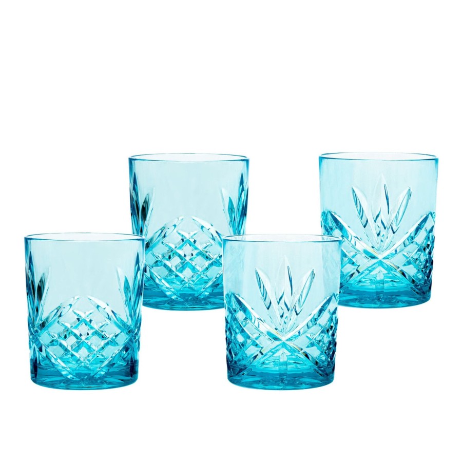 Glaswaren Und Barzubehor Godinger | Dublin Double Old Fashion, Acryl, Blau, 4Er-Set