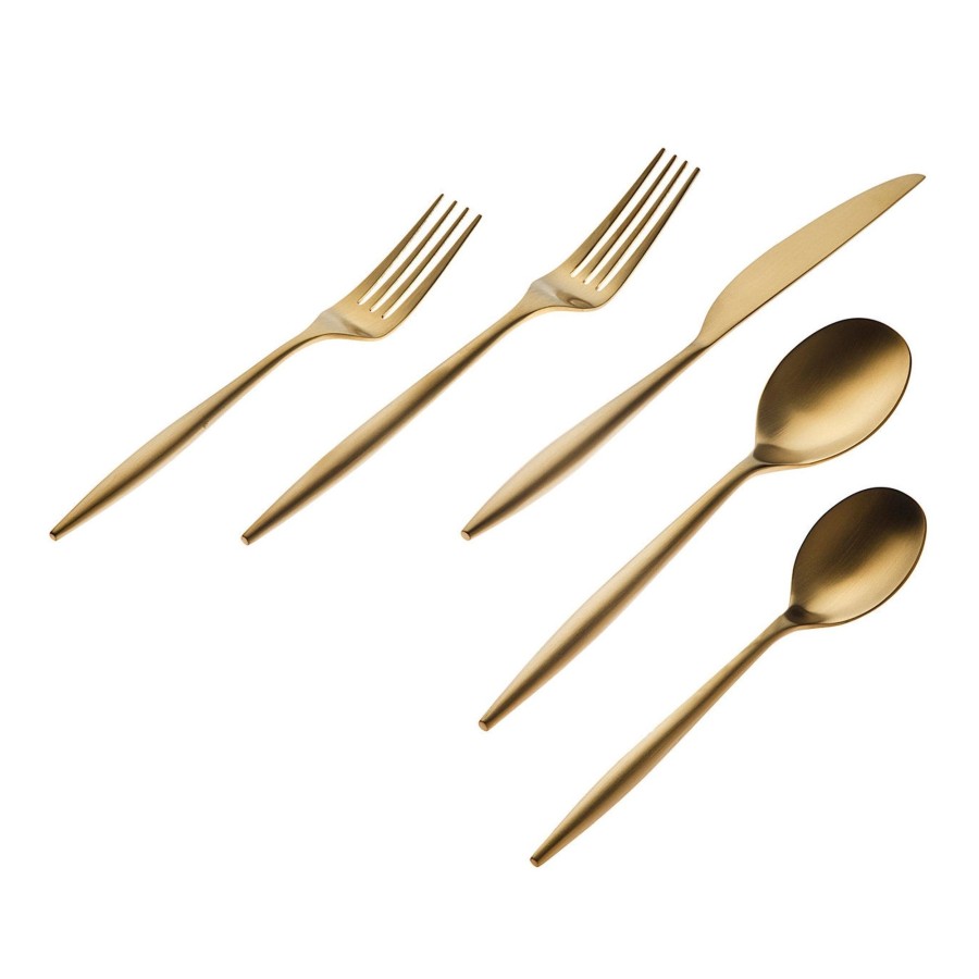 Besteck Und Serviergeschirr Godinger | Milano Mattgold 18/10 Edelstahl 20-Teiliges Besteckset, Service