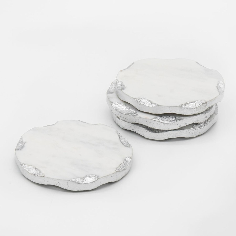 Glaswaren Und Barzubehor Godinger | Lavi Marble Silver Organic Edge Untersetzer-Set