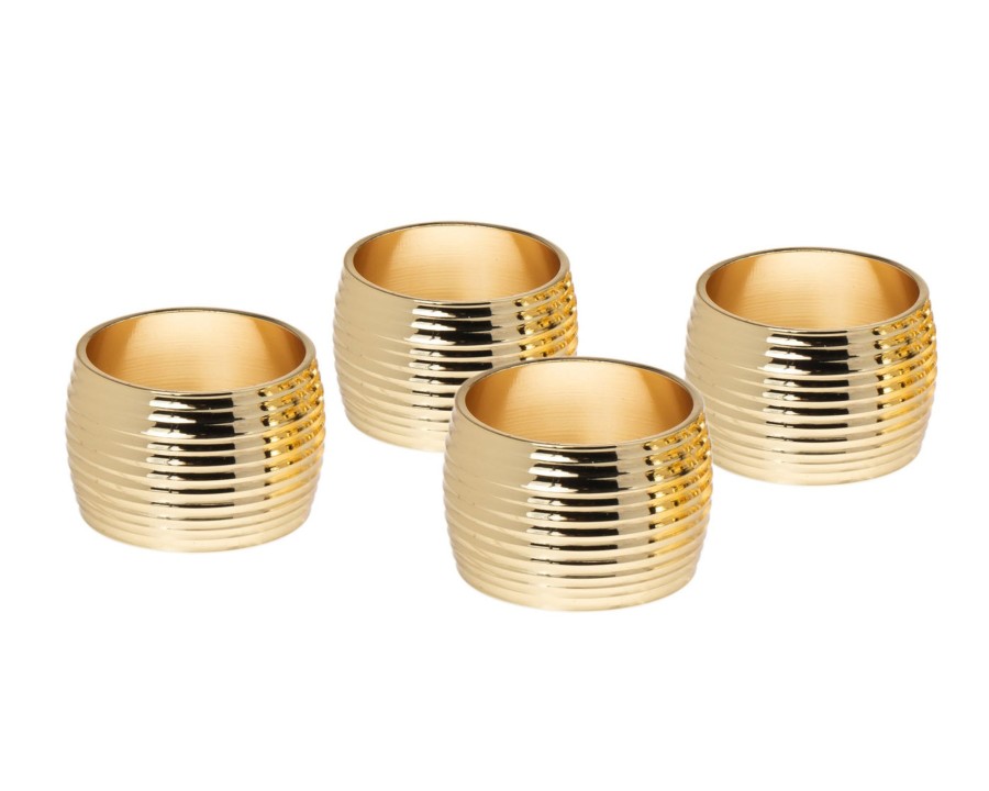 Essen Godinger | Geripptes Goldenes Serviettenring-Set