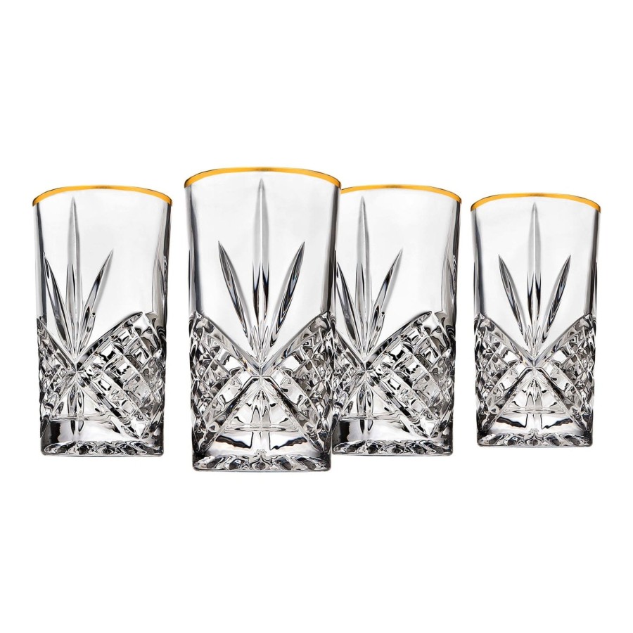 Glaswaren Und Barzubehor Godinger | Dublin Crystal Gold Rim Highball, 4Er-Set