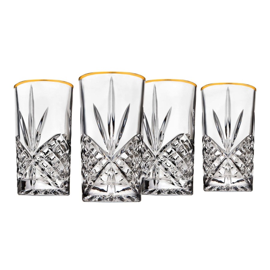 Glaswaren Und Barzubehor Godinger | Dublin Crystal Gold Rim Highball, 4Er-Set