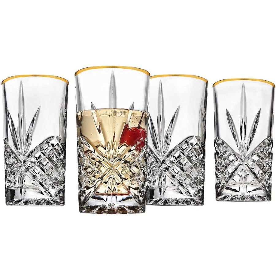 Glaswaren Und Barzubehor Godinger | Dublin Crystal Gold Rim Highball, 4Er-Set