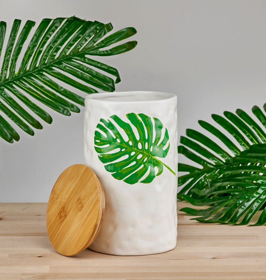 Kuche Godinger | Groser Aufbewahrungsbehalter Mit Monstera- Und Palmenblattern